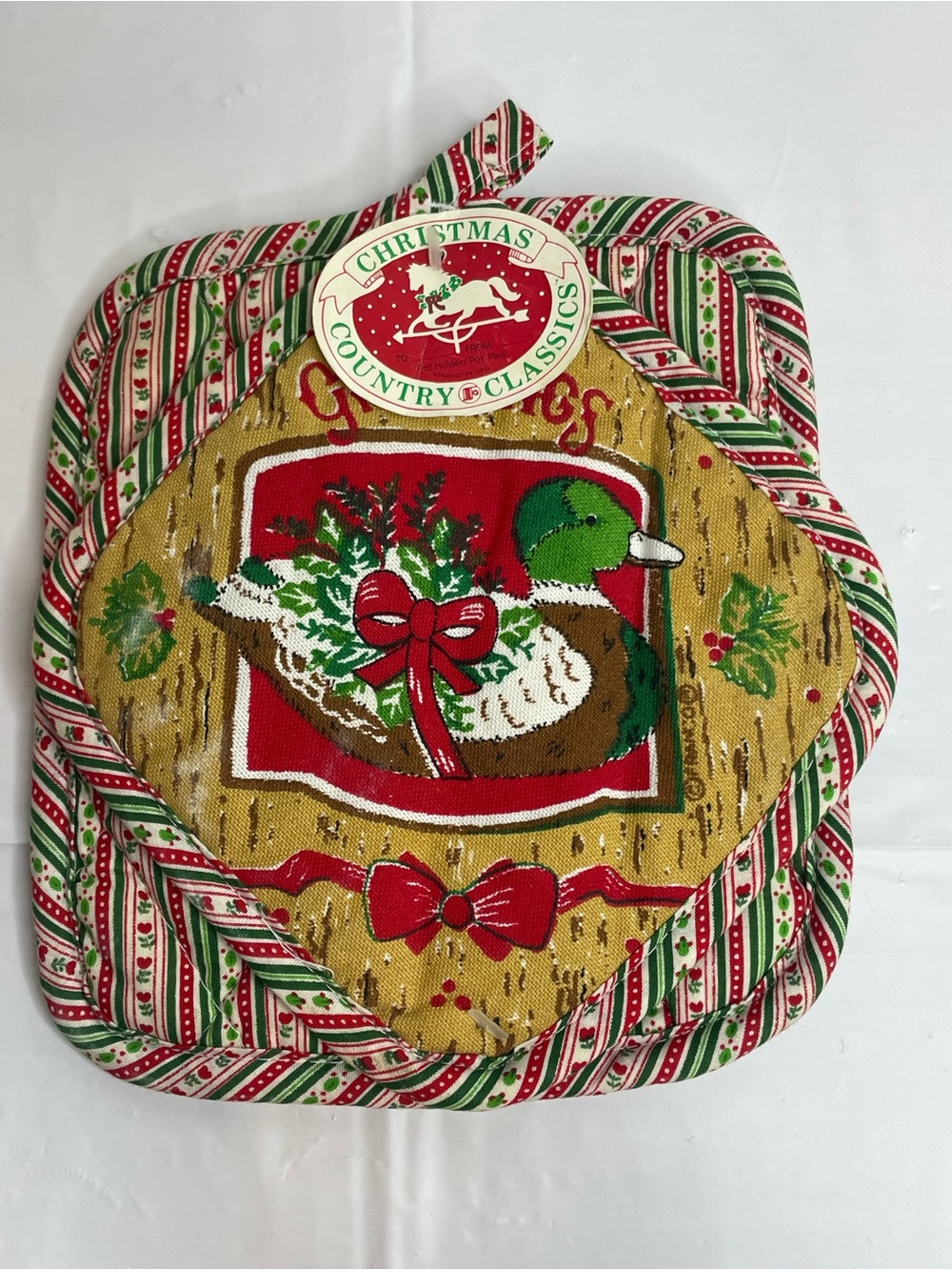 Vintage Christmas Country Classics Set Of 2 Duck Pot Holder & Hot Pad